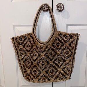 FREE PEOPLE Woven Natural Shoulder Tote